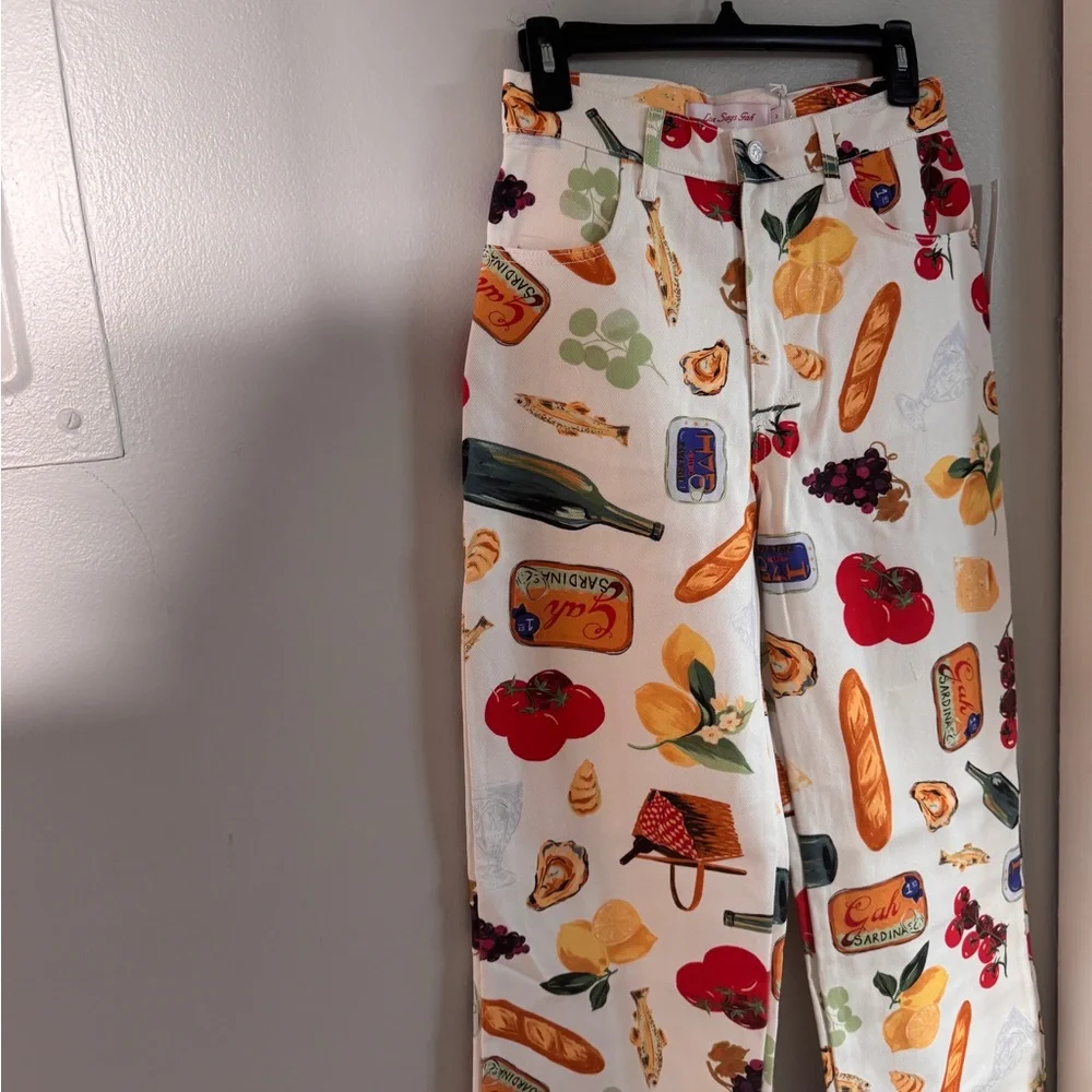 Lisa Says Gah Cream and Red Tomato Print Pants - Picture 2 of 5